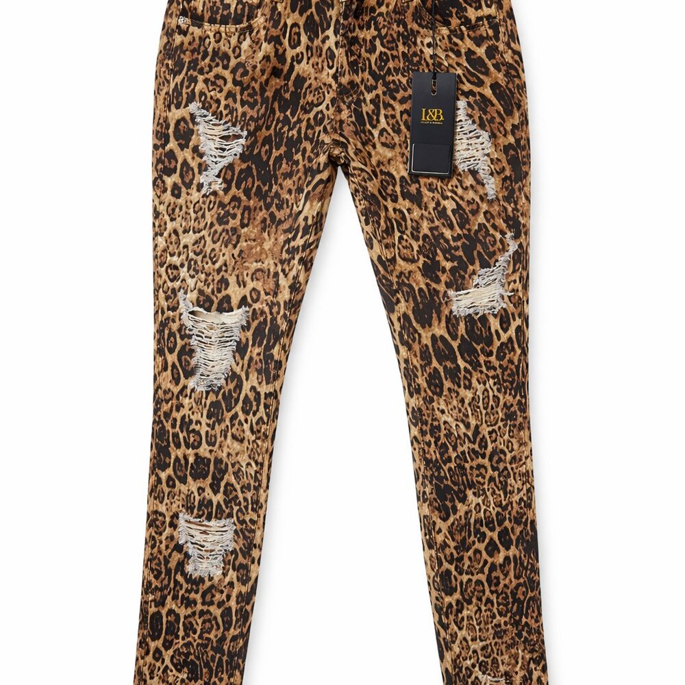 L&B Lucky & Blessed Leopard Skinny Jeans Size 12 NWT